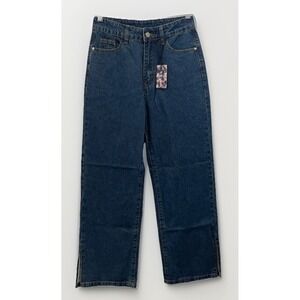 Cider Jeans High Waist‎ Split Side Wide Leg Women's Size 26 X 28 Embroidered